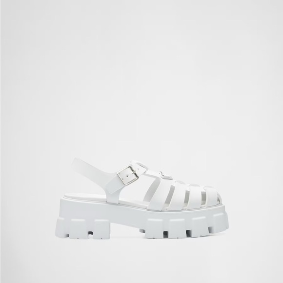 PRADA Rubber Monolith sandals in White - Picture 3 of 9